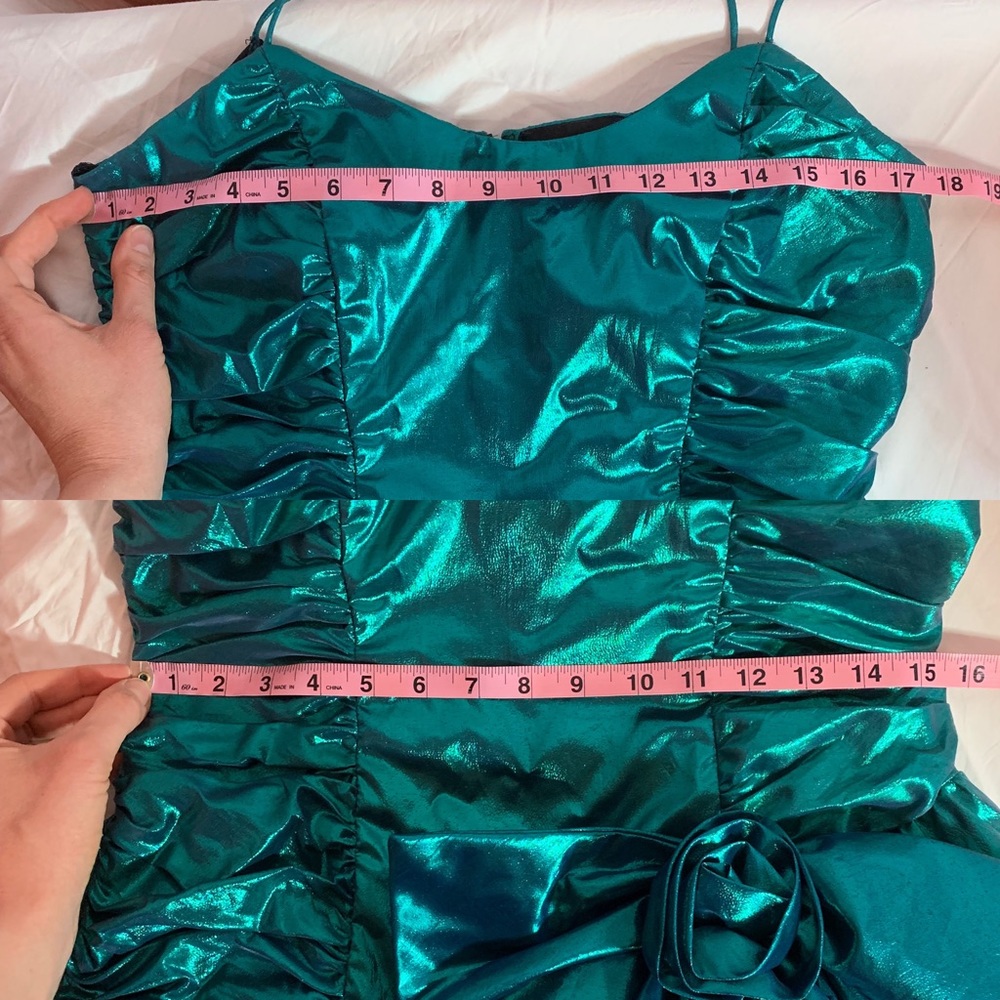 VINTAGE RETRO PROM MERMAID DRESS METALLIC 80’S BOW - Picture 5 of 5